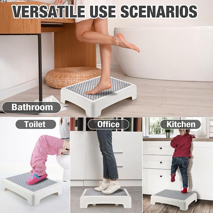 HBTower Step Stool, Mobility Step Stool for Adults & Seniors, Non-Slip Step Platform Indoor and Outdoor, Portable Step Riser, Safety Step for Car, Bedside, Office, Shower, Stairs, White