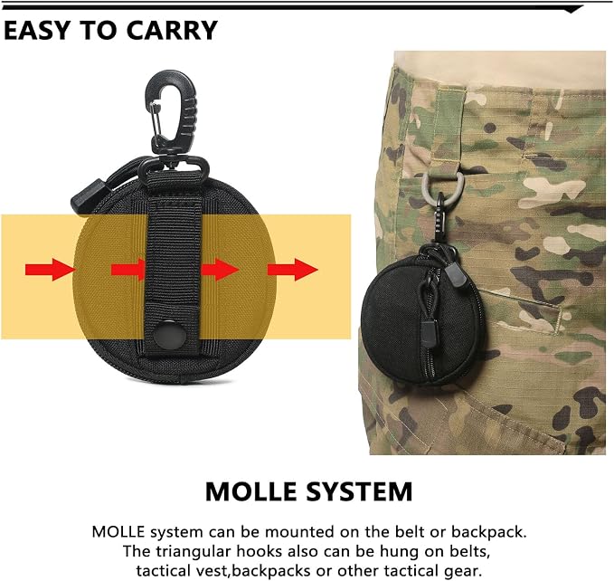 Tactical Belt Pouch Key Pouch Backpack Accessories Tactical Vest Attachments Small Molle Pouch EDC Wallet Travel Pill Container Portable