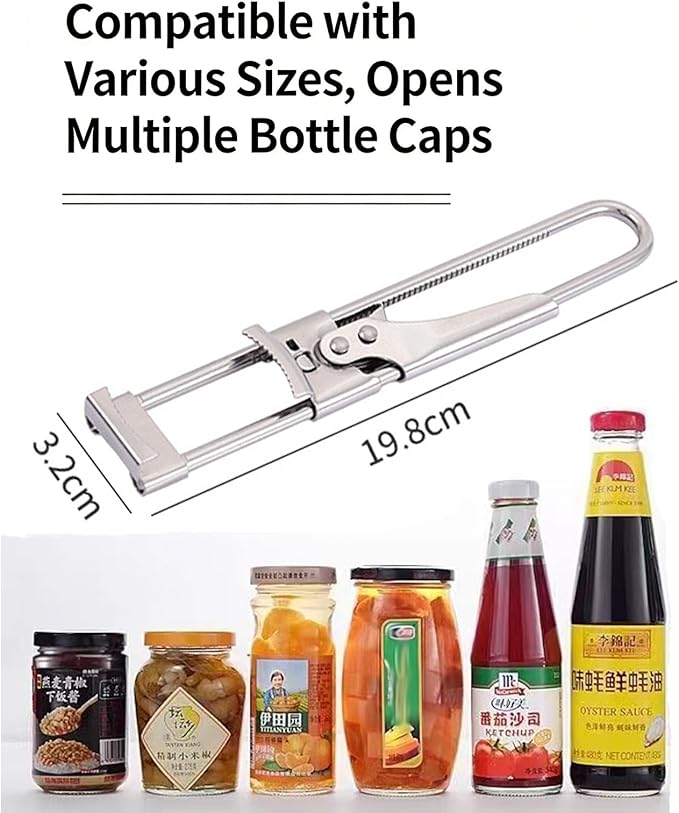 2026 New Upgrade Jar Opener for Weak Hands, Adjustable Stainless Steel can Opener，Multifunctional Can & Bottle Lid Gripper Bottle Opener with Handle, Kitchen Tool for Seniors and Kids (2PCS)