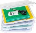IRIS USA Board Game Storage Containers, 4-Pack |Made in USA| Organizers with Built-In Handle & Snap-Tight Lid for Puzzles, Scrapbook, and Fits 8.5" x 11" or A4 Papers, Slim - Clear