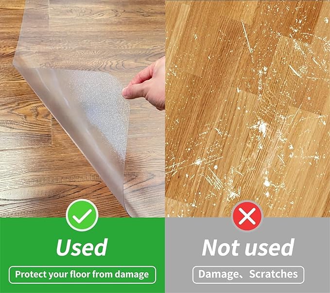 Office Chair Mat for Hard Wood Floors - 30"x48" Heavy Duty Anti-Slip Hardwood Floor Protector Rug - Easy Clean