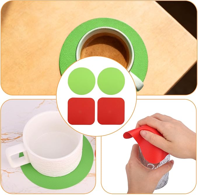 LUTER 4pcs Jar Opener Gripper Pads, Rubber Jar Grippers Multi-function Jars Opener for Seniors Kitchen Coasters(Red, Green)