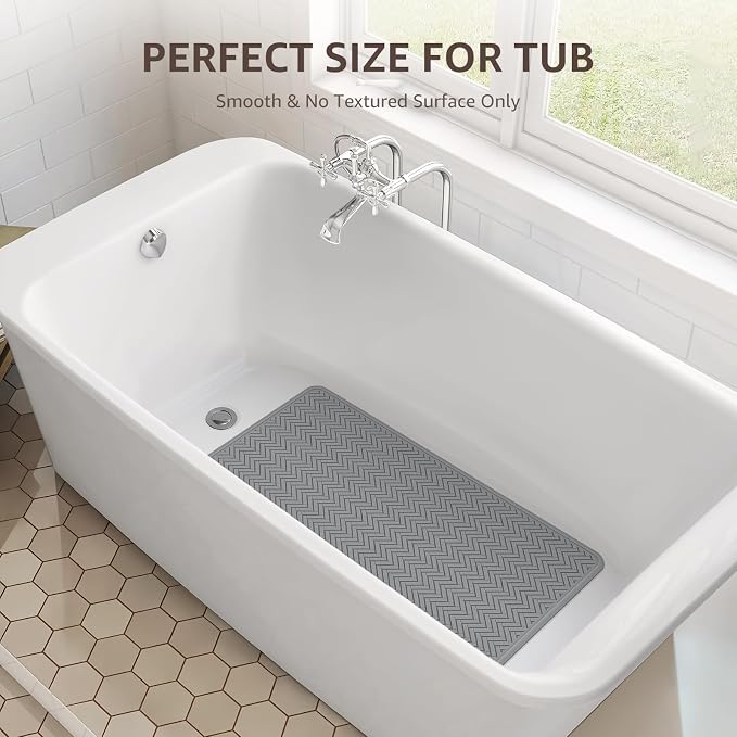 OTHWAY Bathtub Mat Non Slip, 27" x 17" Bath Mat for Tub, Machine Washable Shower Anti Slip Mat with 246 Strong Suction Cups (Grey)