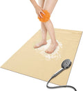 Bathroom Non Slip Shower Mat, Khaki 47x32 Inch Bathtub Mat, Non Slip Bathroom Mat for Elderly and Kids, Easy to Dry, Fast-Dry Drainage Hole, Easy to Prune