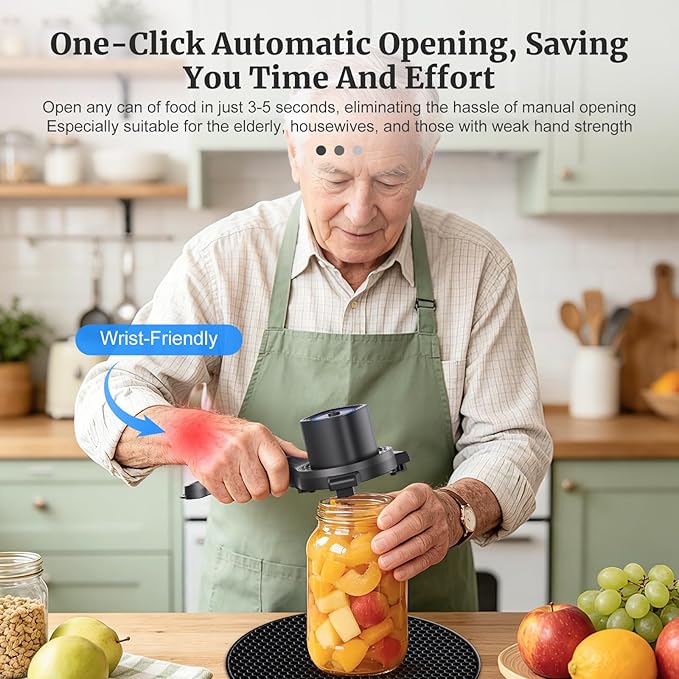 Rechargeable Electric Jar Opener, 2-in-1 Jar Opener Electric And Bottle, With Power-Clamp Technology, Easy Opening Opener For Weak Hands & Seniors & Arthritis, Includes Free Rubber Gripper Pad