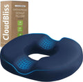 CloudBliss Donut Pillow Stadium Seat Cushion for Tailbone Pain Relief and Hemorrhoids, Memory Foam Seat Chair Cushion, Portable Seat Cushions for Bleachers, Car, Home & Office