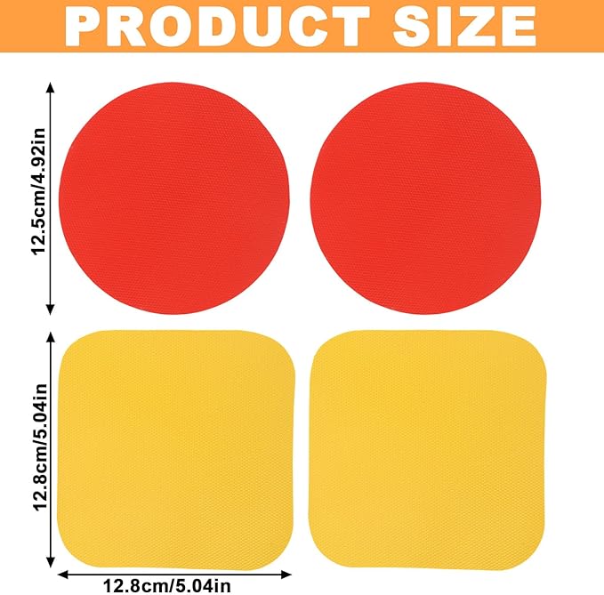 4pcs Jar Opener Gripper Pads, Rubber Can Opener Bottle Lid Cap Gripper Pads for Weak Hands Seniors Elderly Multi-Function Kitchen Coasters Gadgets (Red, Yellow)