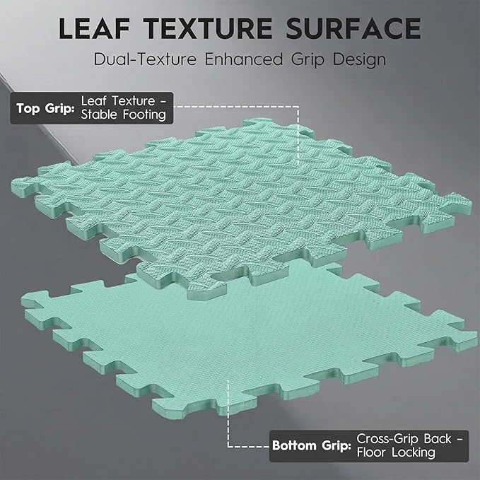 18pcs Puzzle Exercise Mat, 12.6"x12.6"x0.4", 18sqft EVA Interlocking Foam Floor Tiles, Non-Slip, Protective, Water-Resistant Flooring for Home Gym & Workout Equipment