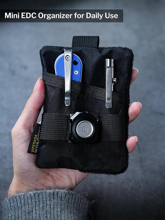 VIPERADE VE15 Small EDC Pouch, Pocket Organizer, EDC Pocket Pouch with DIY Patches Area, EDC Pocket Organizer Wallet for Cards, Small Tool Pouch for EDC Gears