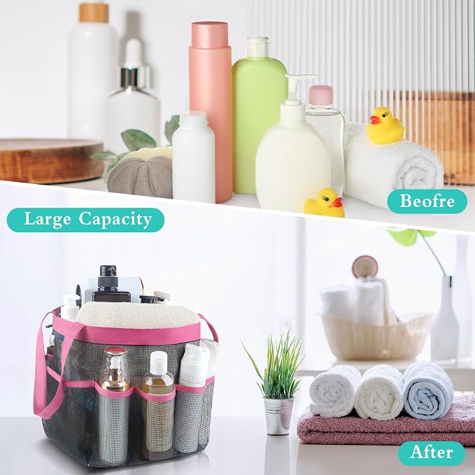 Attmu 2 Pack Mesh Shower Caddy Portable, Quick Dry Hanging Shower Tote Bag for College Dorm Room Essentials, Large Capacity Shower Caddy Dorm for Bathroom Gym Swimming