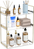 Bathroom Countertop Organizer, 3 Tier Acrylic Tray Vanity Counter Skincare Organizer Shelf, Kitchen Under Sink Standing Rack, Home Storage Holder for Lotion Makeup Cosmetics Perfume Spice, Gold | Vanity Counter