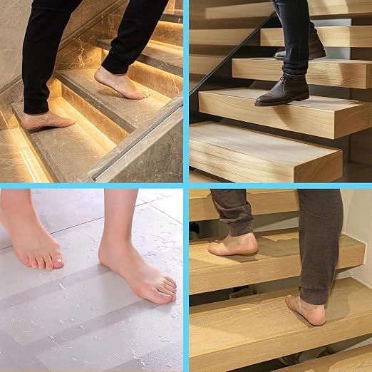 LifeGrip Stair Treads Non-Slip (15PCS), Anti Slip Transparent Stair Treads Tape for Indoor Wooden Step (5"X32"X15P-Treads)