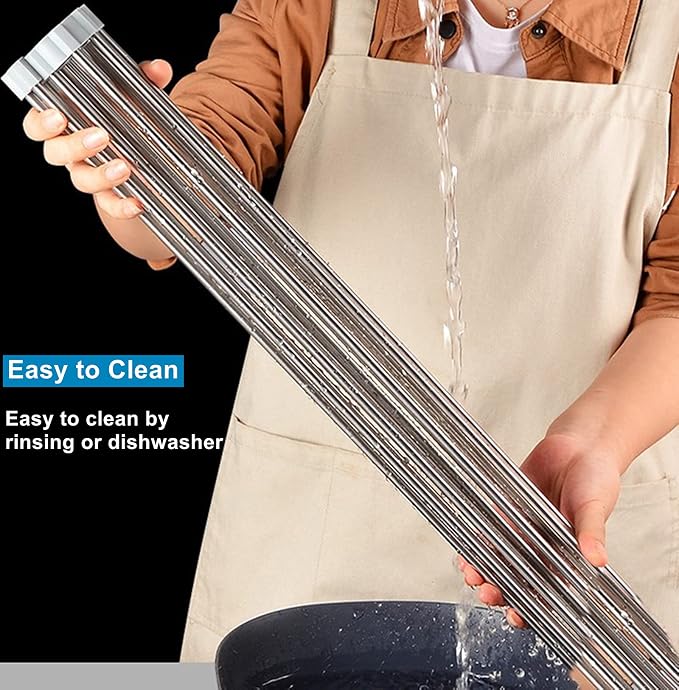 Seropy Roll Up Dish Drying Rack Over The Sink for RV Sink 17.5x15.7 in Kitchen Drying Rack Folding Dish Drainer Mat Rolling Dish Rack Foldable Rack Stainless Steel Wide Kitchen Dry Rack