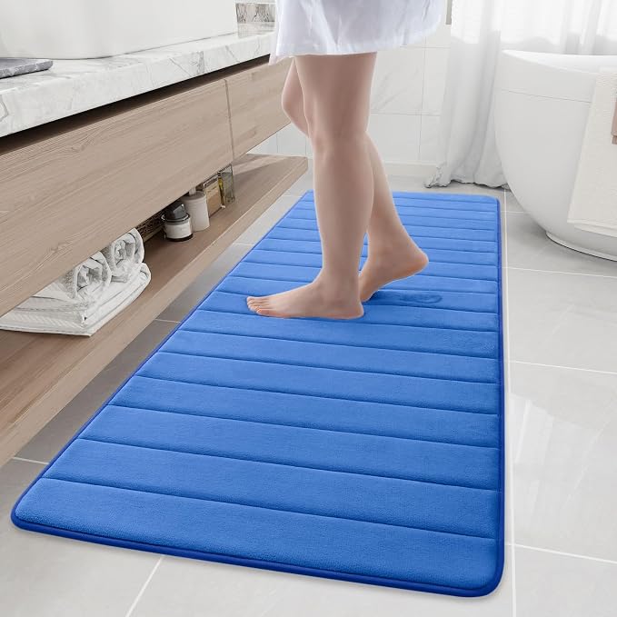 Buganda Memory Foam Bath Mat, 70" x 24", Ultra Soft and Non-Slip Bathroom Rugs, Water Absorbent and Machine Washable Bath Rug Runner for Bathroom, Shower, and Tub, Royal Blue