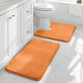 HUXMEYSON Bathroom Rugs Sets 2 Piece, Non-Slip & Quick Dry Bath Mat Set, Ultra Soft Velvet Bath Rugs for Bathroom, Toilet and Shower Floor, Orange
