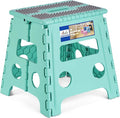 ACKO Folding Step Stool 13 Inch Stool Heavy Duty Plastic Foldable Step Stools for Kids, Stepping Stool with Handle, Suitable for Kitchen Hold Up to 300 LB (Teal 1PC)