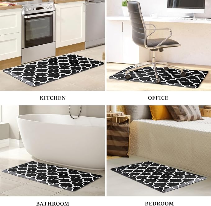 WISELIFE Anti Fatigue Floor Mat - 4/5 Inch Thick Kitchen Mat Non Slip Waterproof Heavy Duty Ergonomic Comfort Mat Durable for Home, Office, Sink, Laundry,(20" x 39", Black)