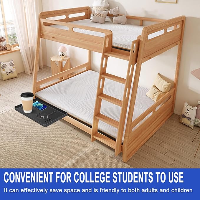 Bedside Shelf, BedShelfie, Bed Shelf with Cable Catch, College Dorm Room Essentials, Clip on Floating Desk Tray, Bed Side Table Storage, Loft Nightstand Decor (Black)