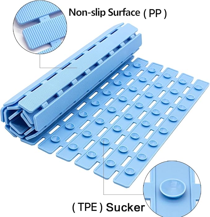 BEMISO BEMISO Shower Mat Non Slip Bathtub Mat with Suction Cups and Drain Holes 27.5 x15.7 Inch Bath Mat for Tub & Shower.Easy Dry,Easy to Cut,Eco-Friendly