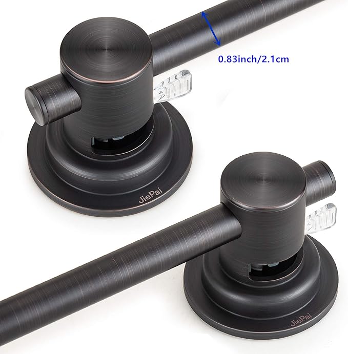 JiePai 16 inch Vacuum Suction Cup Towel Bar,Removeable Shower Mat Rod Shower Door Adhesive Towel Bar Suction Towel Rack (Oil Rubbed Bronze, 16inch)