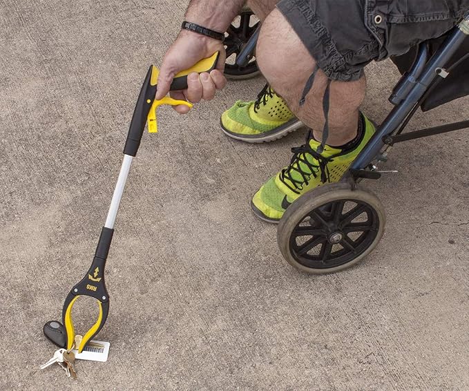 RMS 2-Pack 34 Inch and 21 Inch Grabber Reacher with Rotating Jaw - Mobility Aid Reaching Assist Tool
