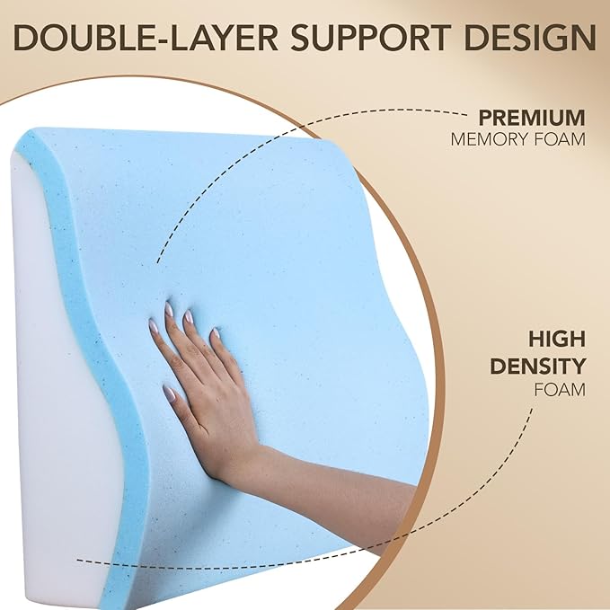 Lumbar Support Pillow for Recliner,Large Memory Foam Back Support Cushion for Sofa & Gaming Chair, Ergonomic Backrest Pillow for Elderly, Comfortable Couch Cushion with Machine Washable Cover,Gray