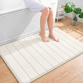 OLANLY Memory Foam Bath Mat 44x32, Super Soft Absorbent Bathroom Rugs, Quick Dry, Machine Washable Shower Floor Rugs, Bathmat Carpet, Bathroom Home Decor Accessories, Ivory