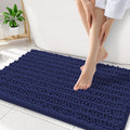 Smiry Bathroom Rugs Mat 34x21, Extra Soft Absorbent Chenille Bath Rugs, Non Slip Rubber Backing Machine Washable Quick Dry Bath Mats for Bathroom Floor, Tub, Shower, Home Decor Accessories, Deep Blue