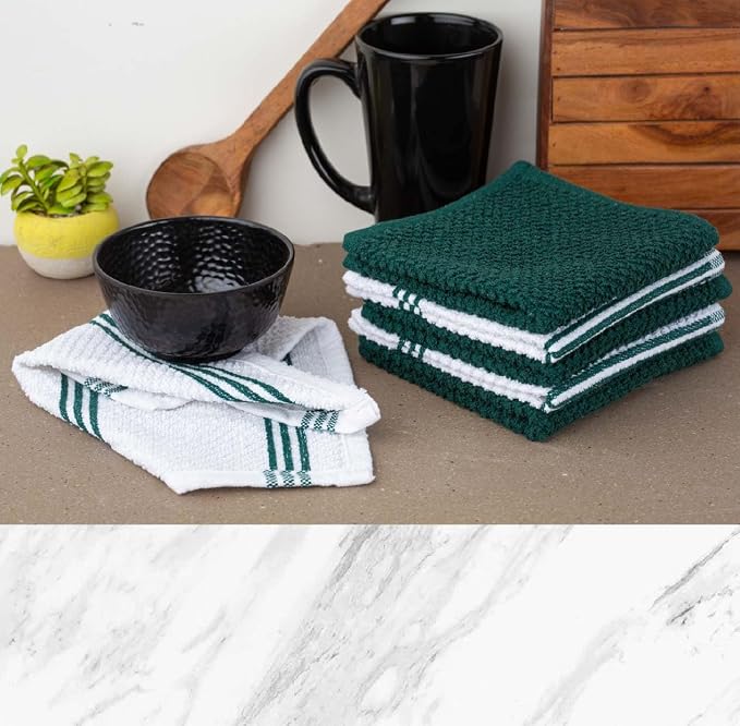 LANE LINEN Dish Towels and Dishcloths Sets - 16 Pc Kitchen Mitts and Pot Holders, 100% Cotton Kitchen Dish Rags for Washing Dishes - Green