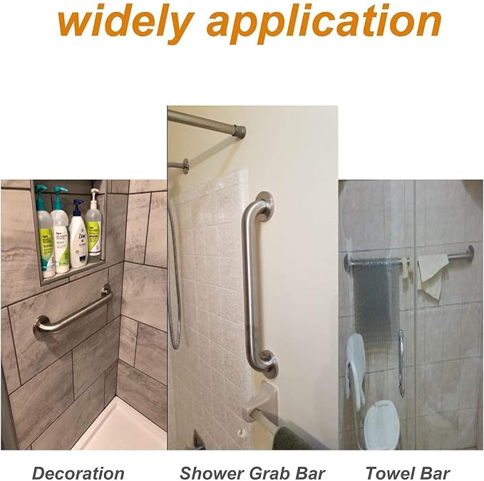 Brushed Nickel Grab Bar 16 Inch 2 Pack, iMomwee Stainless Steel Safety Grip Bar for Elderly, Shower Handrail Toilet Support Bar, Wall Mounted Bathroom Handicap Bars Bath Assist Handle for Senior