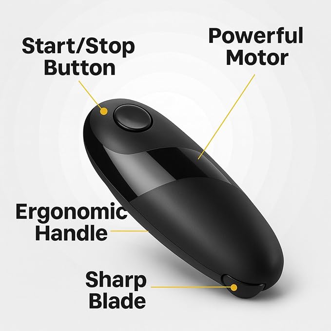 CASAFOYER Electric Can Opener | Senior Friendly One-Touch Can Opener Device | Precise Cut with No Rough Edges | Battery-Powered Portable Design | Can Opener for People with Arthritis and Joint Pain