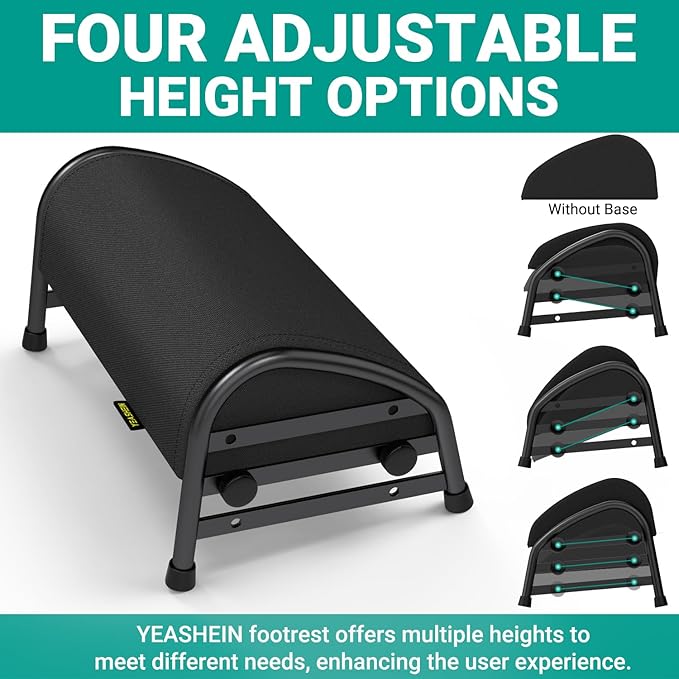 YEASHEIN Adjustable Foot Rest for Under Desk at Work, Ergonomic Foot Stools with 7 Positions, Elevated Cushion Under Desk Footrest with Metal Frame, Leg Rest Used for Home, Car, PC Gaming Accessories