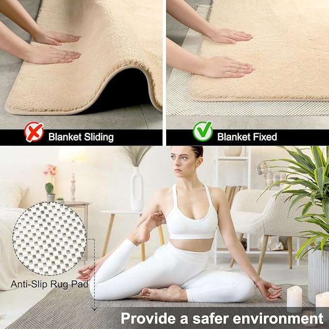 FACIACC Non Slip Rug Pad Gripper 2 x 5 Feet Extra Thick Pads Carpet Pads for Area Rugs Keep Your Rugs Safe and in Place on Hardwood Floor (White)