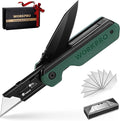 WORKPRO 2-in-1 Folding Knife/Utility Knife, Quick-Change Box Cutter with Belt Clip, Liner Lock, and G10 Handle, Extra 10 SK5 Blades Included, Green