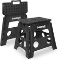 Goldblatt 12.5" Folding Step Stool 2-Pack for Adults and Kids, Lightweight Heavy-Duty Plastic Portable Foldable Stool with Non-Slip Top and Anti-Skid Feet, 300 lbs Capacity, Kitchen & Bathroom, Black