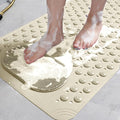 Bathtub Mat 27x14 inch Non Slip Shower Mat with Suction Cups, Anti Slip Shower Mat with Drain Holes Foot Scrubber, Machine Washable Bath Tub Shower StallMat (Khaki)