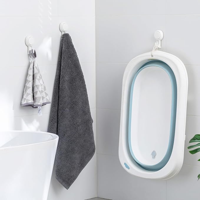 TAILI 4 Pack Powerful Suction Cup Shower Hooks for Towel, Loofah, 360° Rotatable Damage-free Hanging Versatile Wall Hooks for Inside Bathroom, Decoration, Removable Suction Holders, Easy to Use, White