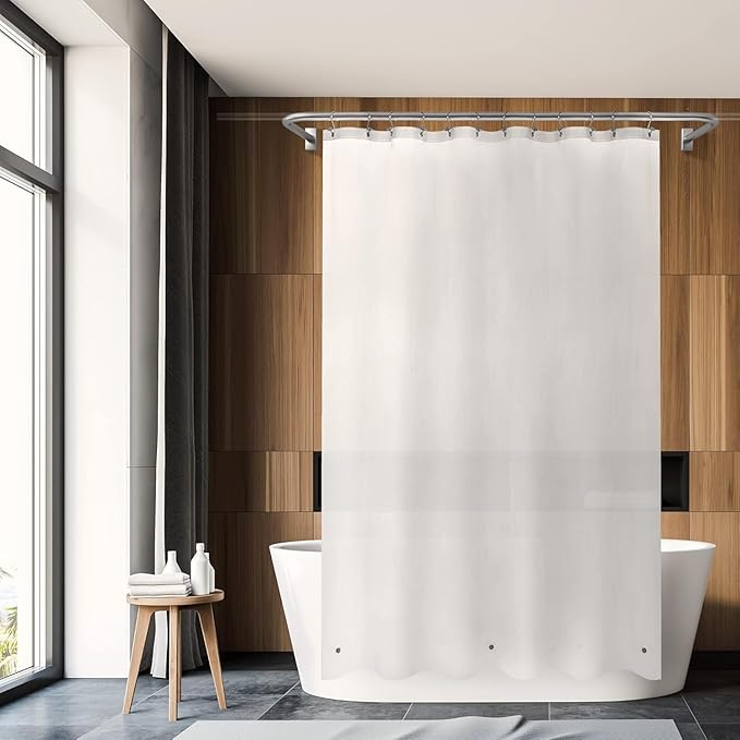 Barossa Design 70x60 Short Frosted Shower Curtain Liner with 3 Magnets - Waterproof Short PEVA Plastic Shower Liner for Bathroom, PVC Free, Metal Grommets - Frost, 70x60