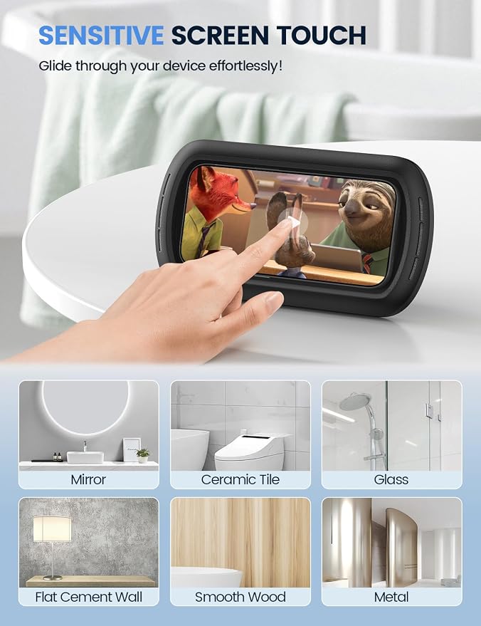 Lamicall Shower Phone Case Holder Waterproof - Bigger Size for More Phone(4"-7"), Shower Bathroom Bathtub Wall Mount Stand, Cellphone Accessories Gift for iPhone 17 Pro Max, S25 Ultra