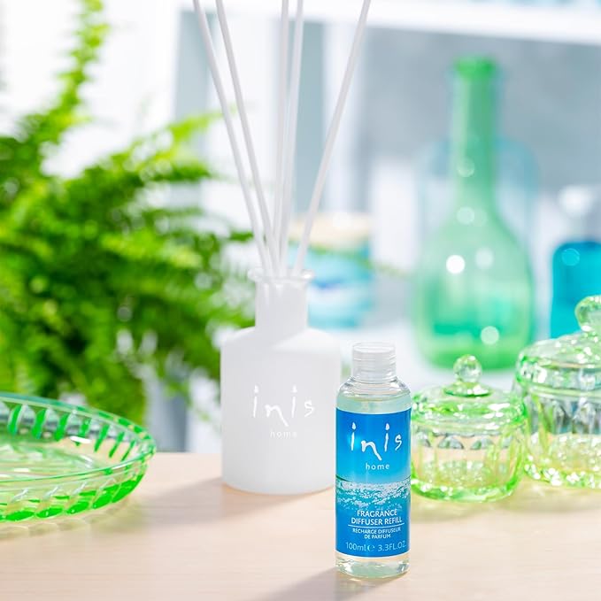Inis the Energy of the Sea - Reed Diffuser Set with Fragrance Oil, Glass Bottle and Fibre Reeds, Clean Ocean Fresh Aquatic Home Fragrance for Living Room, Bathroom and Bedroom
