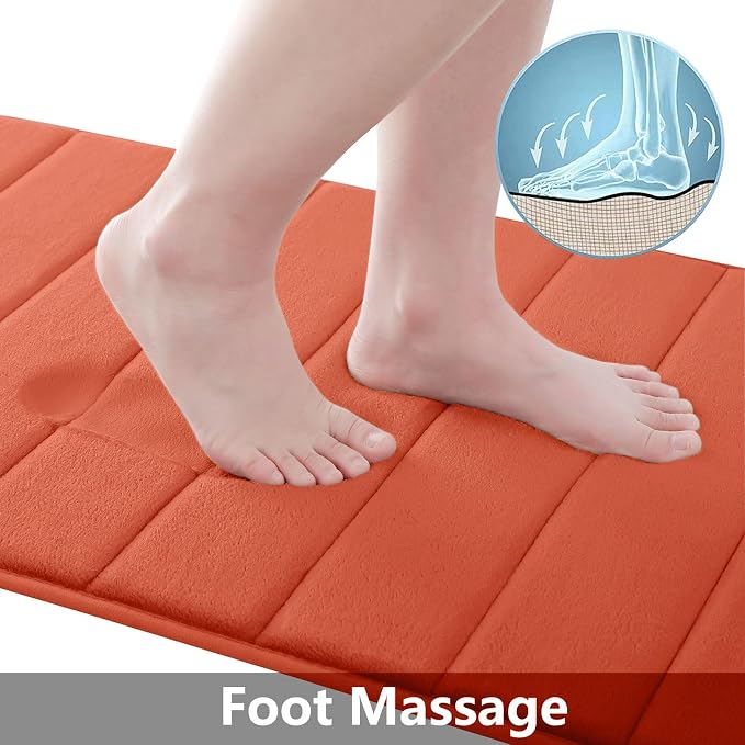 Buganda Memory Foam Bath Mat, 59" x 20", Ultra Soft and Non-Slip Bathroom Rugs, Water Absorbent and Machine Washable Bath Rug Runner for Bathroom, Shower, and Tub, Coral
