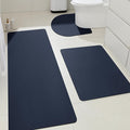 ACCUMTEK Non Slip Bath Mat, Thin Bathroom Rugs Fit Under Door, Quick Dry Bath Mats, Machine Washable Bath Rugs for Bathroom, Bathtub & Kitchen, Bathtub, Dark Blue/Solid/3 Piece