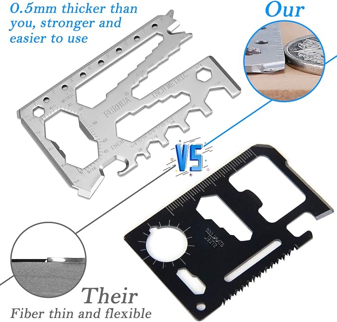 FURHUA Multitool Credit Card Sized Pocket Tool, 42-in-1 Wallet Multi Tool Card,thicker and harder, Gifts for Dad, Husband, Men - Bottle Opener, Cord Cutter, Screwdriver, Ruler, Scraper etc