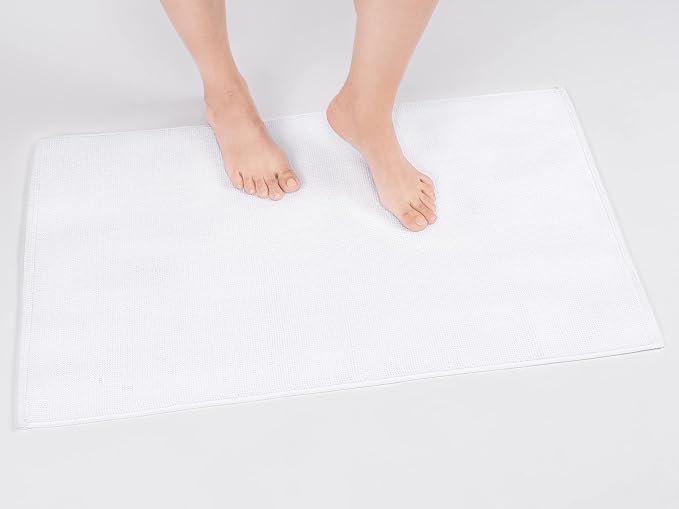 Cotton Paradise 100% Cotton Turkish Bathmat Rug, Soft Absorbent Quick Dry Non Slip, 20x34 Bathmat Rug, Snow White