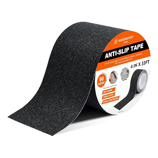 SIKEDEPRO 4" x 33Ft Heavy Duty Anti-Slip Tape,Skateboard Grip Tape, Non-Skid Safety Traction Tape for Staircases Outdoor/Indoor, Waterproof High Traction Stairs Non Skid Treads