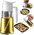 TrendPlain 16oz/470ml Glass Olive Oil Sprayer for Cooking – 2 in 1 Olive Oil Dispenser Bottle for Kitchen Gadgets and Air Fryer Accessories, Salad, BBQ - White