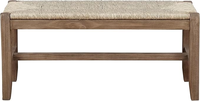 Alaterre Furniture Newport 40 Inch Solid Wood Entryway Bench - Modern Farmhouse Indoor Decorative Bench with Natural Seagrass Rush Seat - Furniture for Entryway, Dining Room, or Kitchen (Natural)