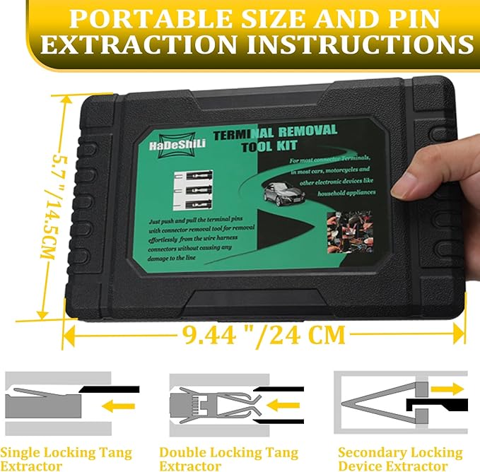 41 Pcs Terminal Pin Removal Tools with Blow-Molded Case - Electrical Pin Removal Tools Automotive Depinning Tool Kit for Automotive & Household Devices Most Connector, Yellow