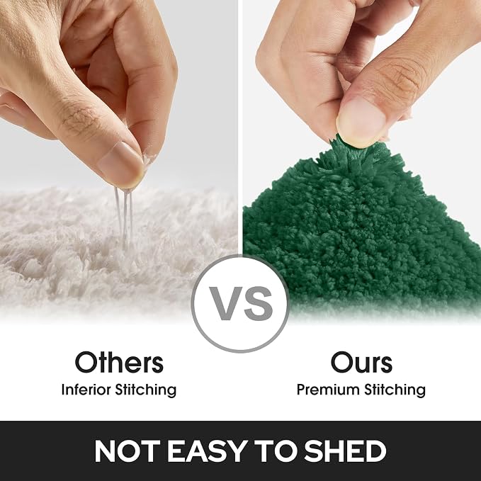 HOMEIDEAS Bathroom Rugs Sets 2 Piece, Super Soft and Absorbent Non Slip Microfiber Machine Washable Bath Mat Set (20" x 32" + 16" x 24", Dark Green)