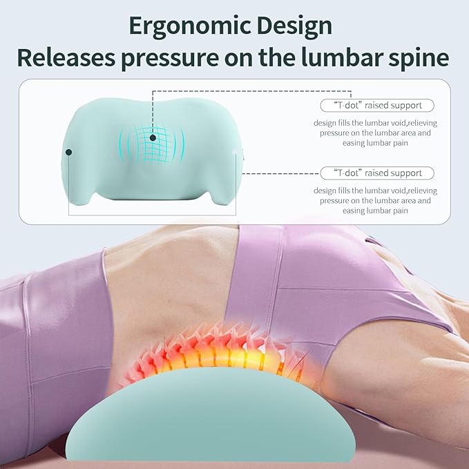 BYMECOST Lumbar Support Pillow for Office Chair, Car Lumbar Pillow Lower Back Pain Relief, Memory Foam Back Cushion, Ergonomic Chair Back Pillow for Gaming, Traveling, Car, Bed (Green)